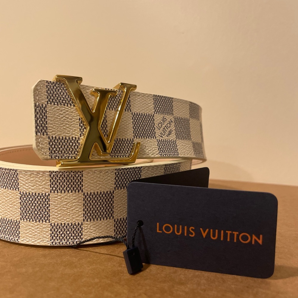 Louis Vuitton white and grey checkered Gold Buckle - Picture 5 of 5